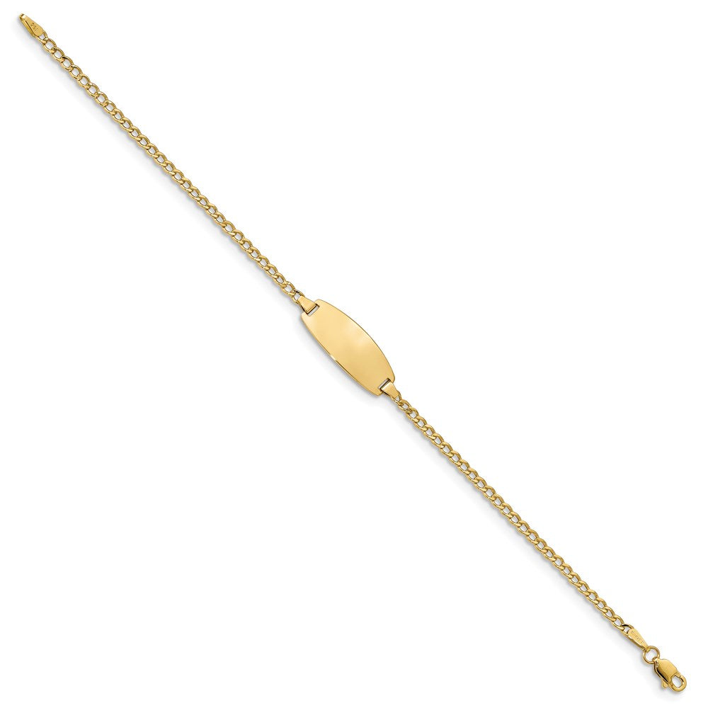 14k Polished Semi-Solid Chain/Solid Plate Curb Link Oval 18.5x Plate Baby/Child ID Bracelet