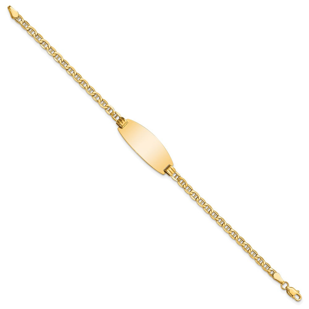 14k Semi-Solid Oval Anchor ID Bracelet