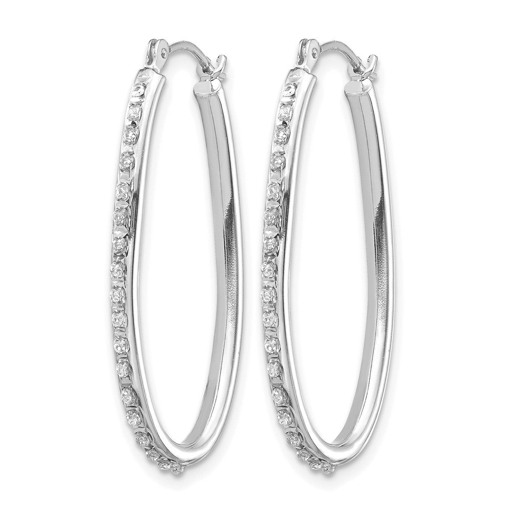 14k White Gold Diamond Fascination Diamond Dust/Accent 2x Oval Hoop Earrings