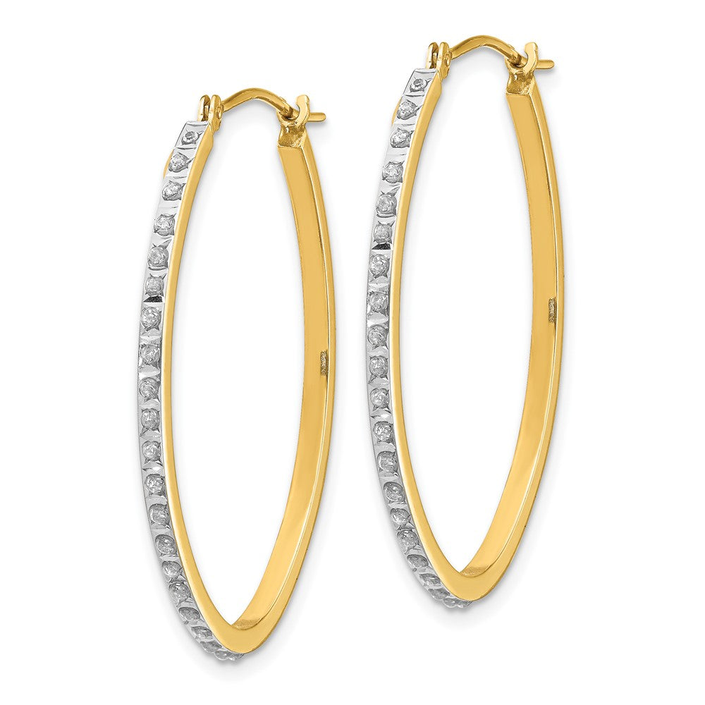 14k Diamond Fascination Oval Hinged Hoop Earrings