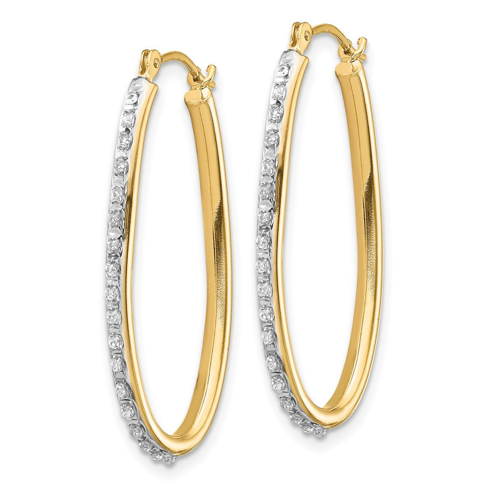 14k Diamond Fascination Oval Twist Hoop Earrings