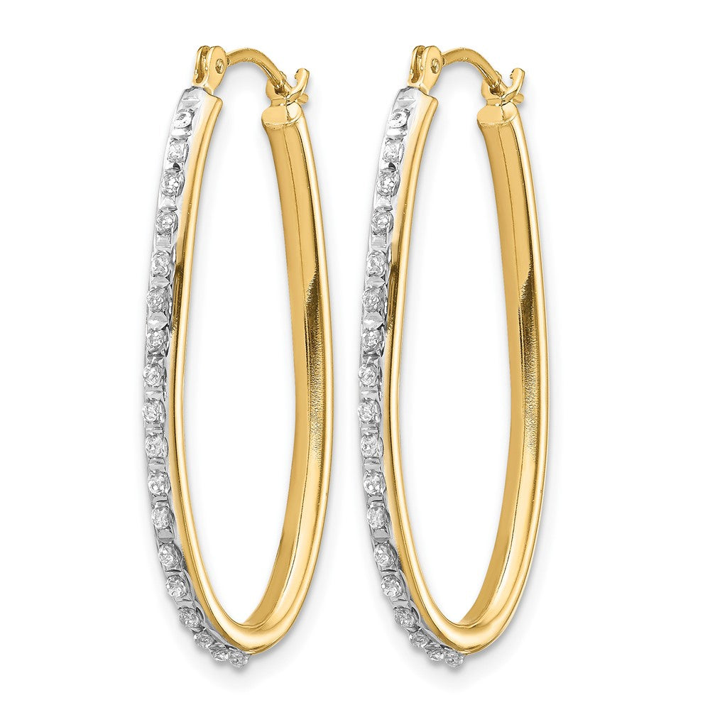 14k Diamond Fascination Diamond Dust/Accent 2x Oval Twist Hoop Earrings