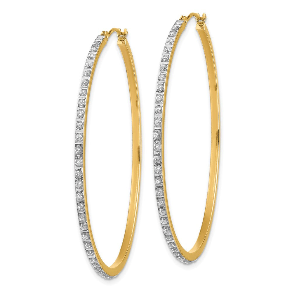 14k Diamond Fascination Large Round Hinged Hoop Earrings