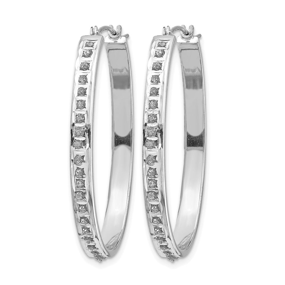 14k White Gold Diamond Fascination Diamond Dust/Accent 4x Oval Hoop Earrings