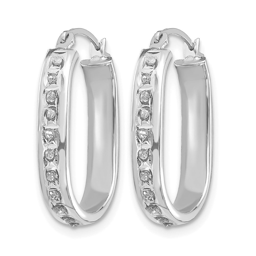 14k White Gold Diamond Fascination Diamond Dust/Accent 3x Oval Hoop Earrings