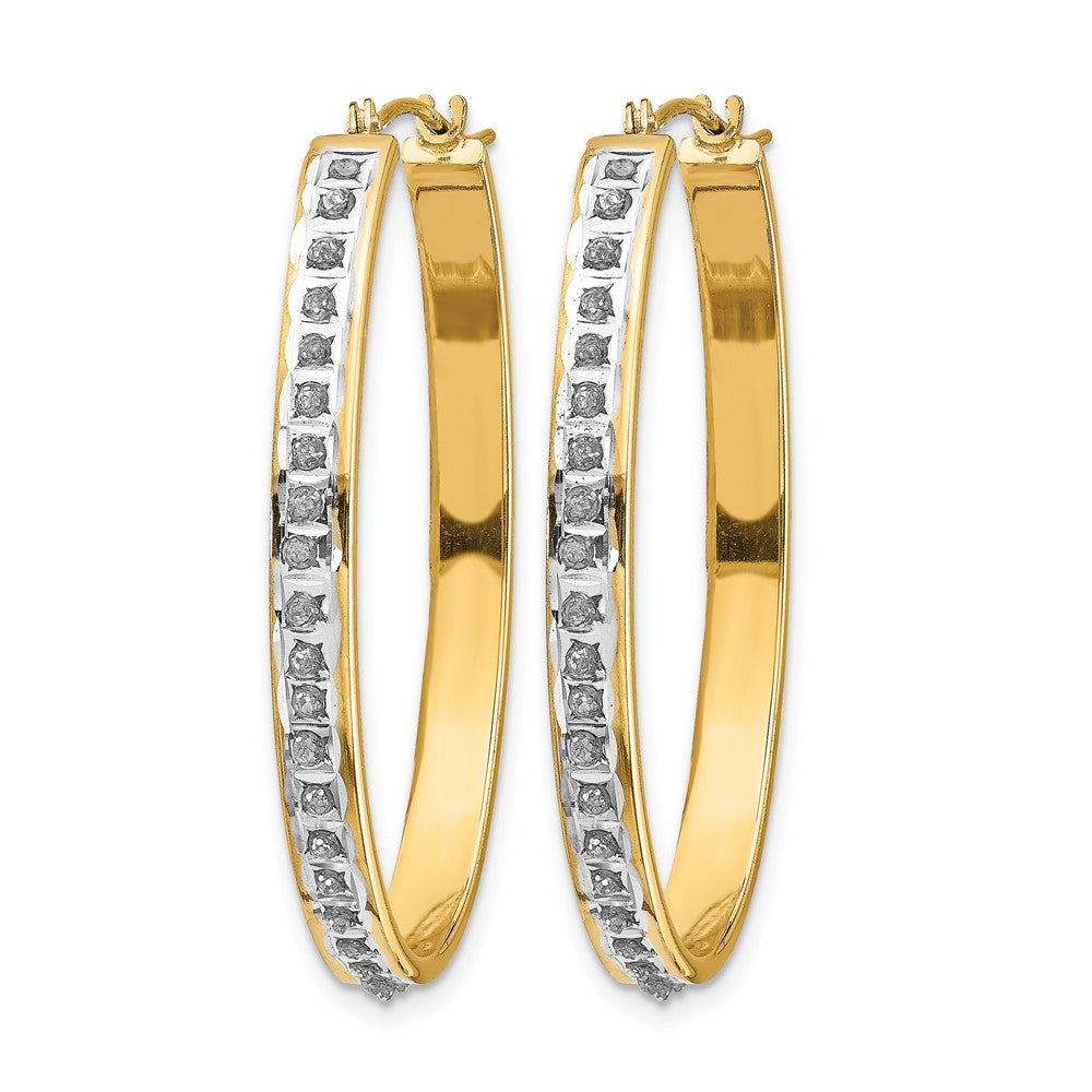 14k Diamond Fascination Diamond Dust/Accent 4x Oval Hoop Earrings