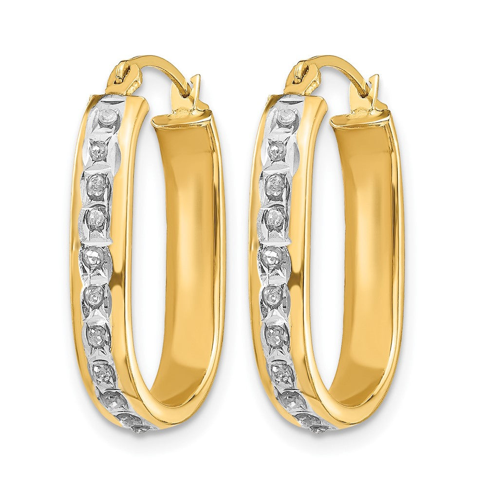 14k Diamond Fascination Diamond Dust/Accent 3x Oval Hoop Earrings