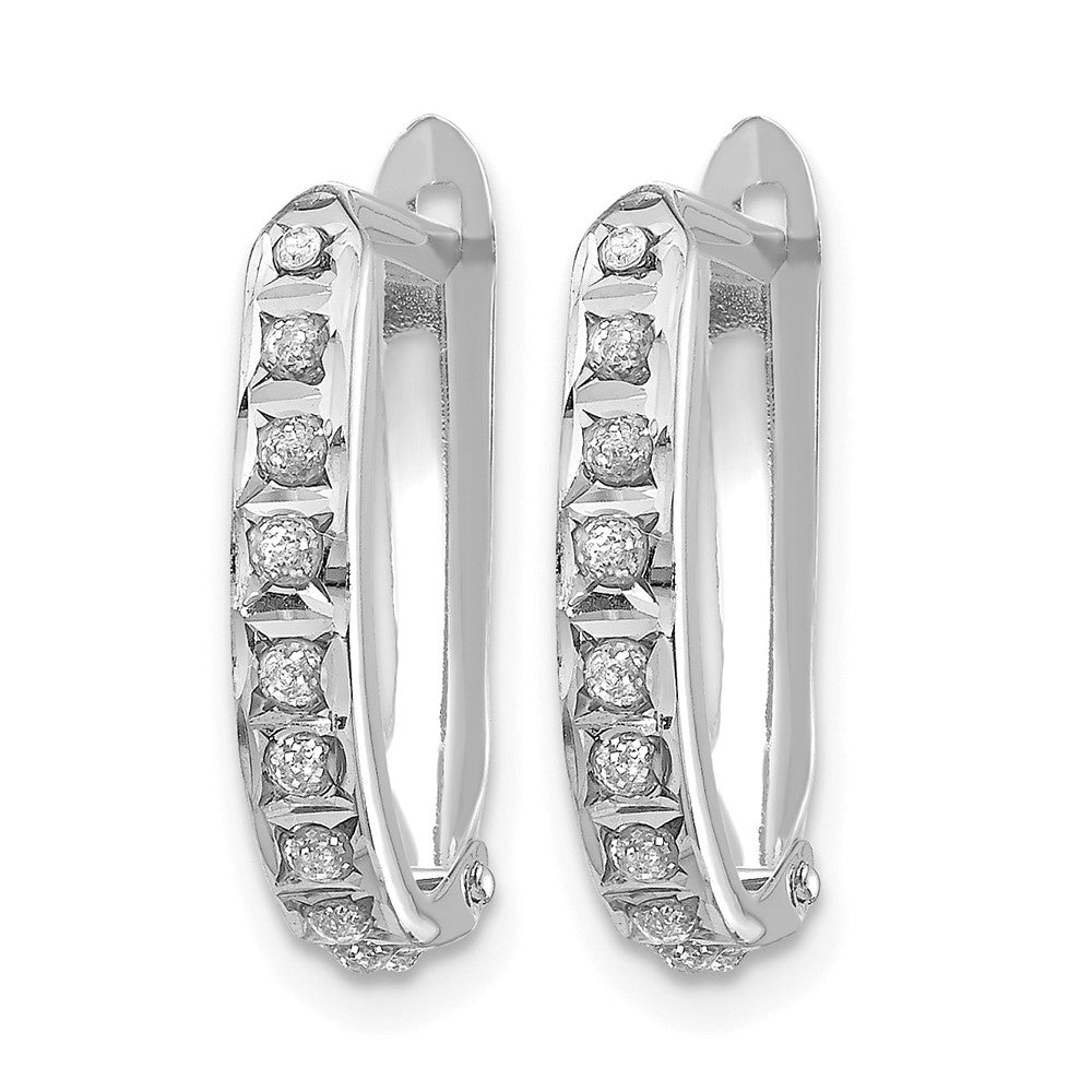 14k White Gold Diamond Fascination Diamond Dust/Accent 2x Oval Hinged Hoop Earrings