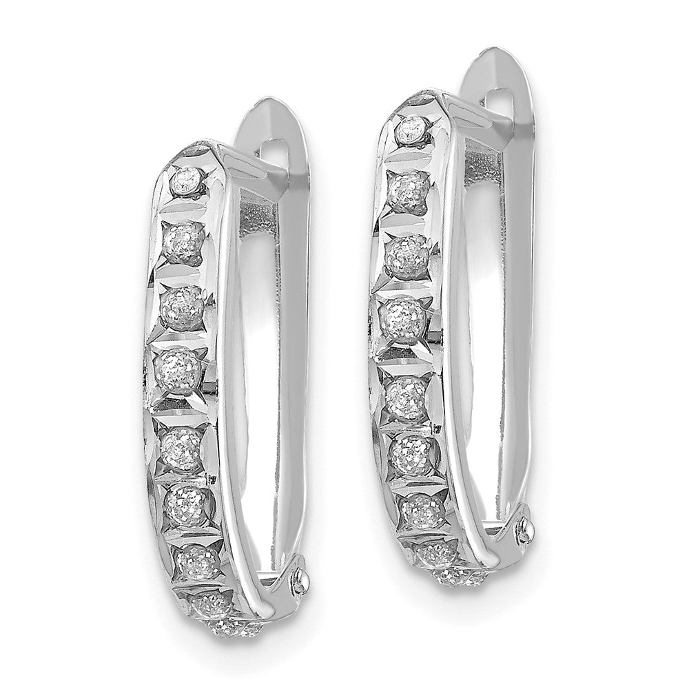 14k White Gold Diamond Fascination Hoop Earrings