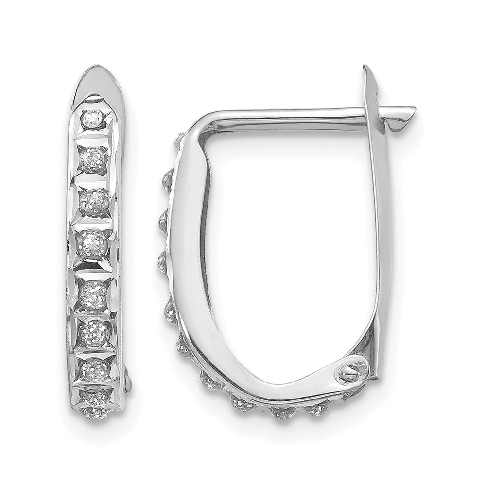 14k White Gold Diamond Fascination Diamond Dust/Accent 2x Oval Hinged Hoop Earrings