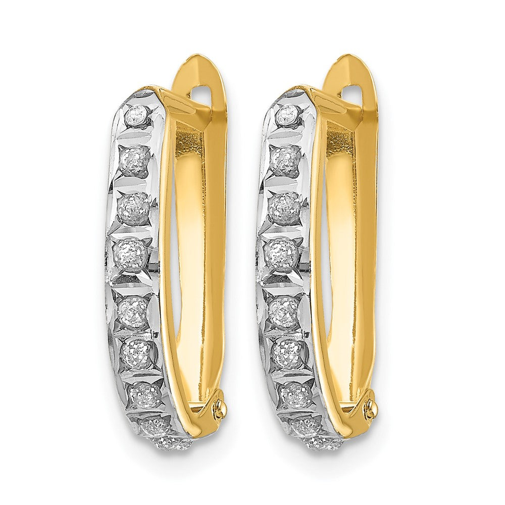 14k Diamond Fascination Diamond Dust/Accent 2x Oval Hinged Hoop Earrings