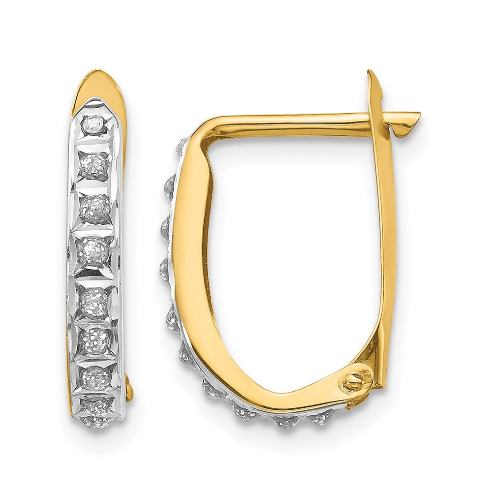 14k Diamond Fascination Diamond Dust/Accent 2x Oval Hinged Hoop Earrings