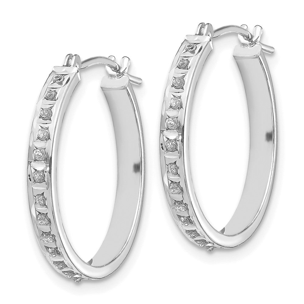 14k White Gold Diamond Fascination Diamond Dust/Accent 3x Round Hoop Earrings
