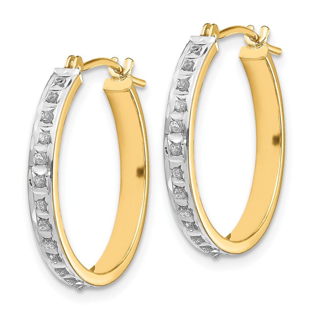 14k Diamond Fascination Diamond Dust/Accent 3x Round Hinged Hoop Earrings