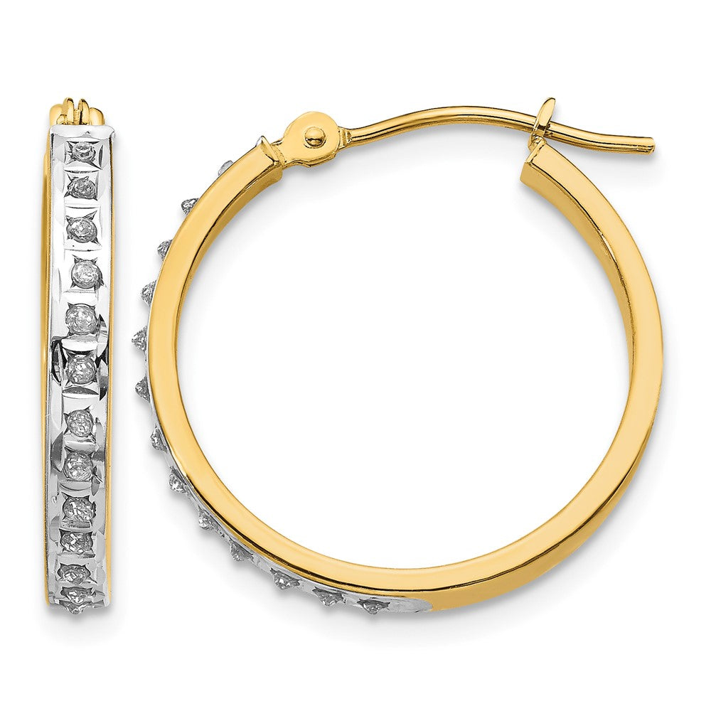 14k Diamond Fascination Diamond Dust/Accent 3x Round Hinged Hoop Earrings
