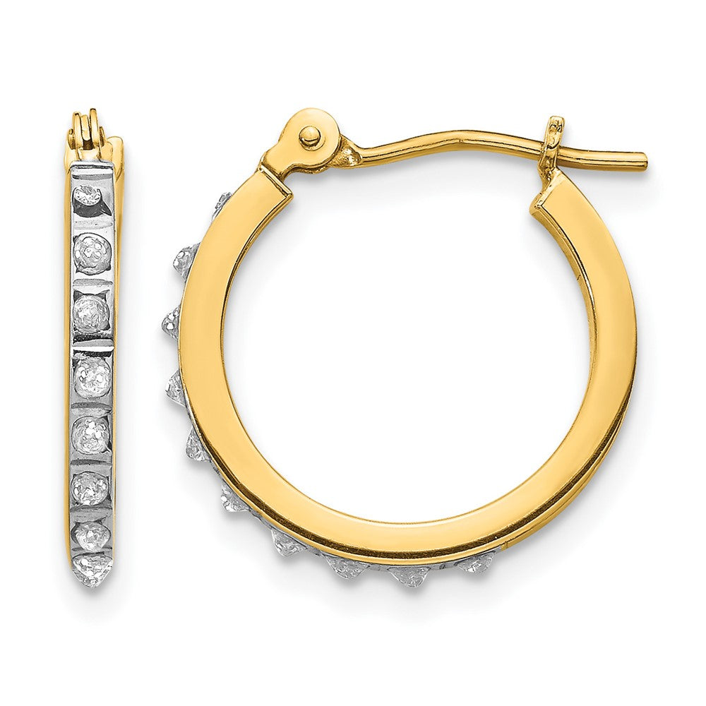14k Diamond Fascination Diamond Dust/Accent 1x Round Hoop Earrings