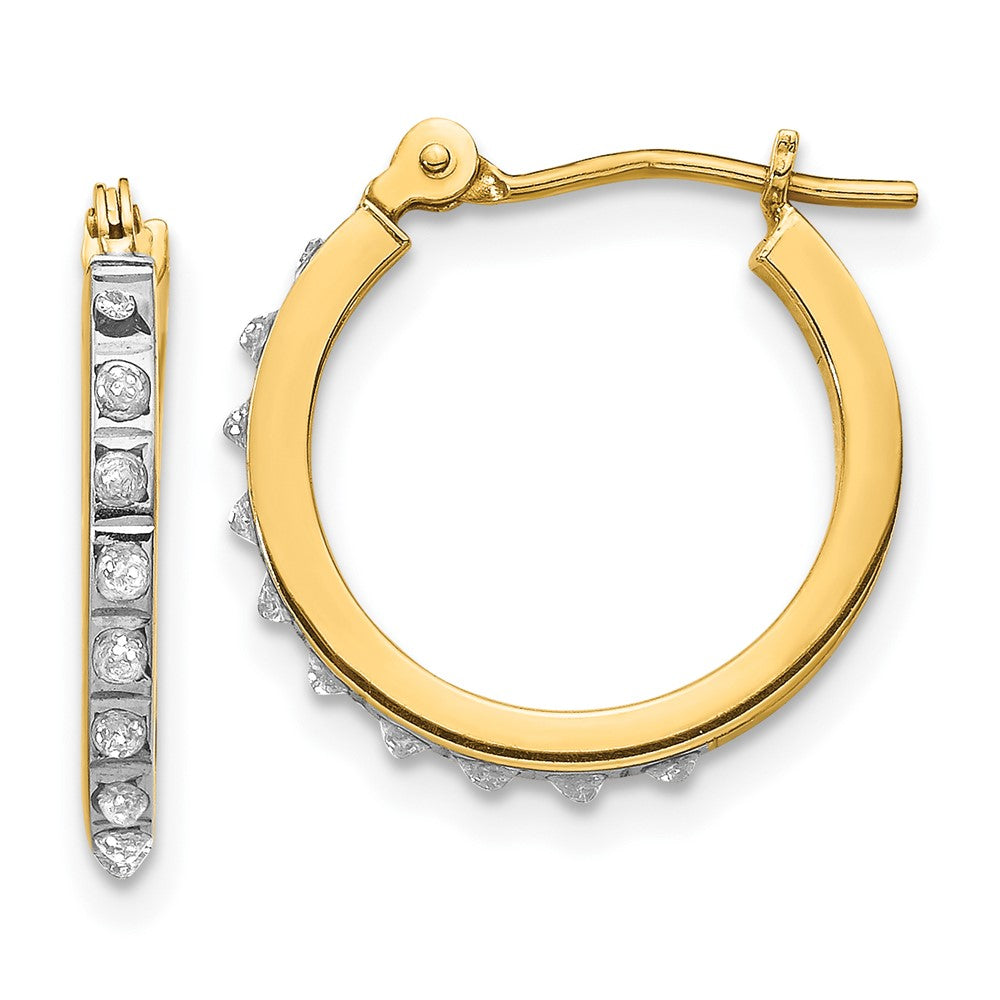 14k Diamond Fascination Small Hinged Hoop Earrings