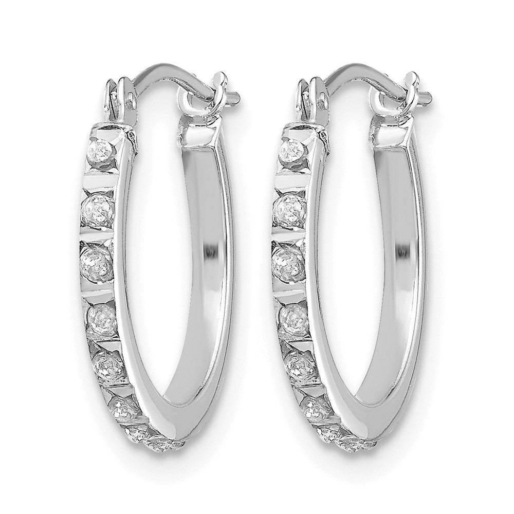 14k White Gold Diamond Fascination Diamond Dust/Accent 1x Round Hoop Earrings