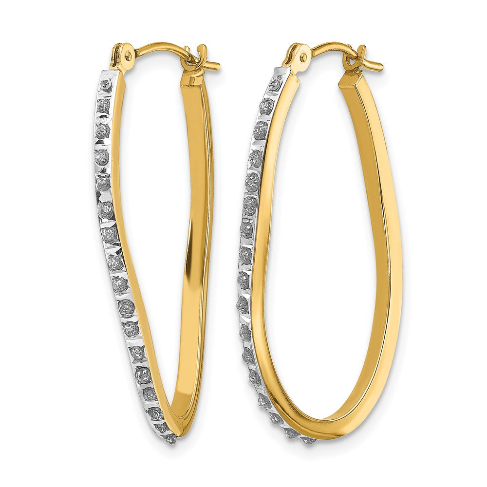 14k Diamond Fascination Diamond Dust/Accent 1x Oval Twist Hoop Earrings