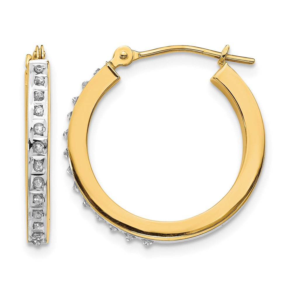 14k Diamond Fascination Diamond Dust/Accent 2x Round Hoop Earrings