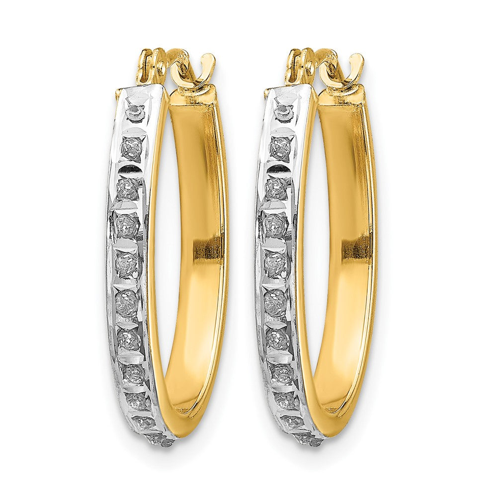 14k Diamond Fascination Diamond Dust/Accent 2x Oval Hoop Earrings