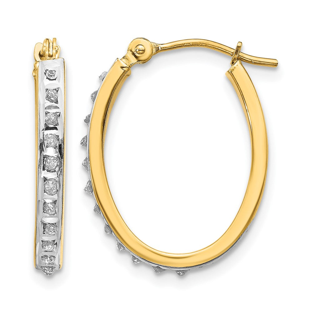 14k Diamond Fascination Diamond Dust/Accent 2x Oval Hoop Earrings