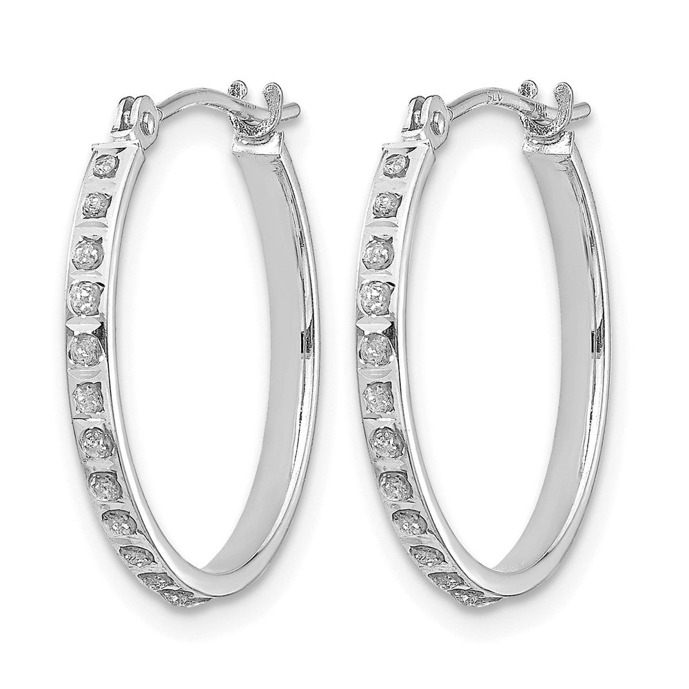 14k White Gold Diamond Fascination Diamond Dust/Accent 2x Round Hoop Earrings