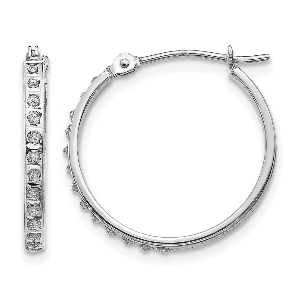 14k White Gold Diamond Fascination Diamond Dust/Accent 2x Round Hoop Earrings