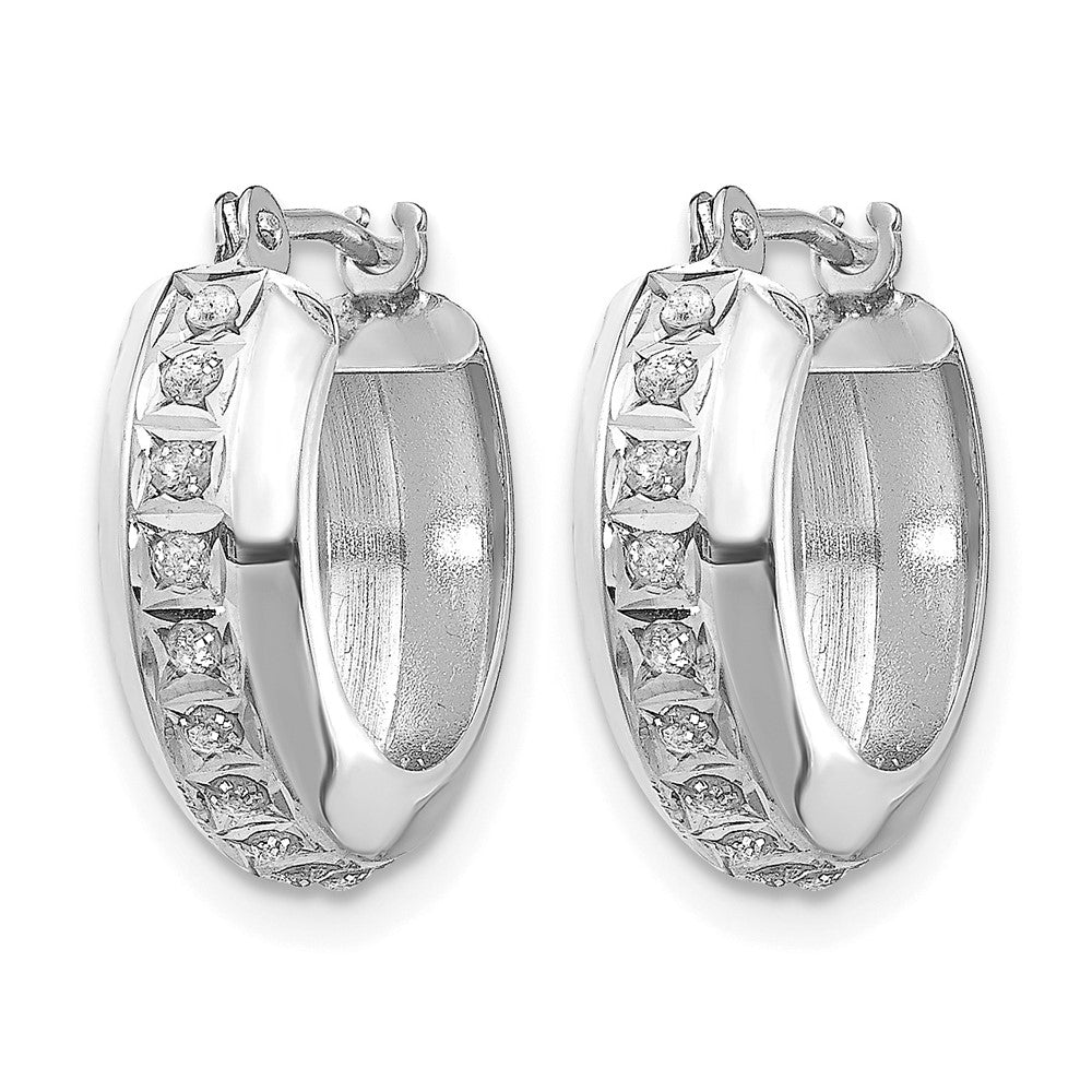 14k White Gold Diamond Fascination Dia. Dust/Accent 5x Round Hoop Earrings