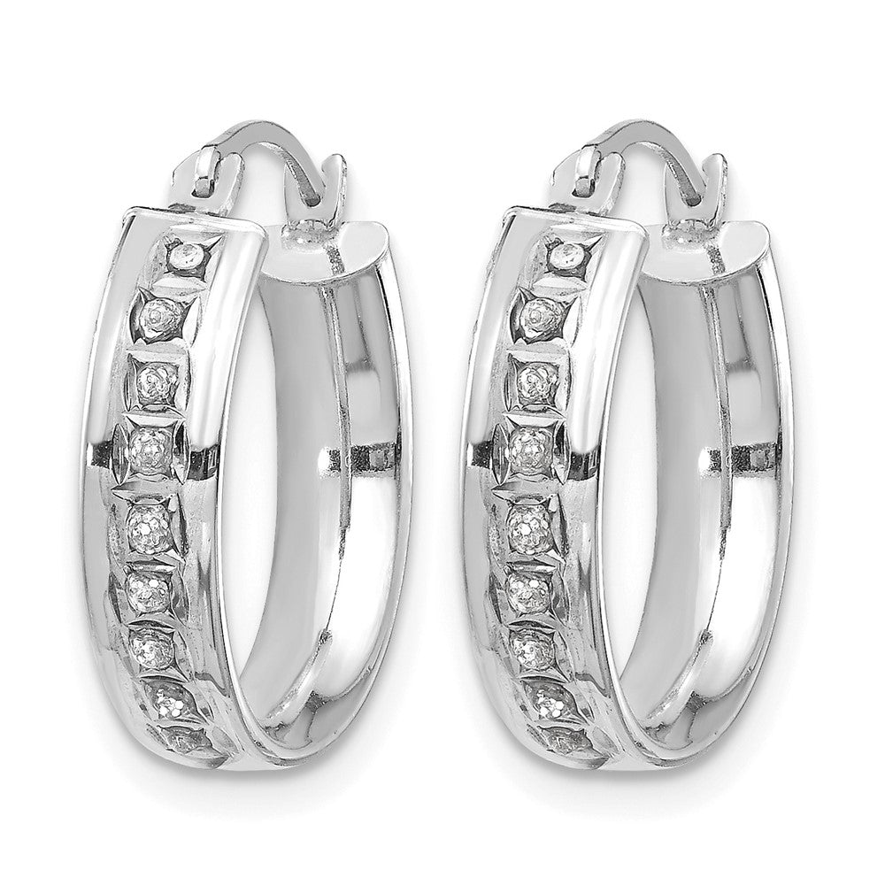 14k White Gold Diamond Fascination Diamond Dust/Accent 5x Round Hoop Earrings