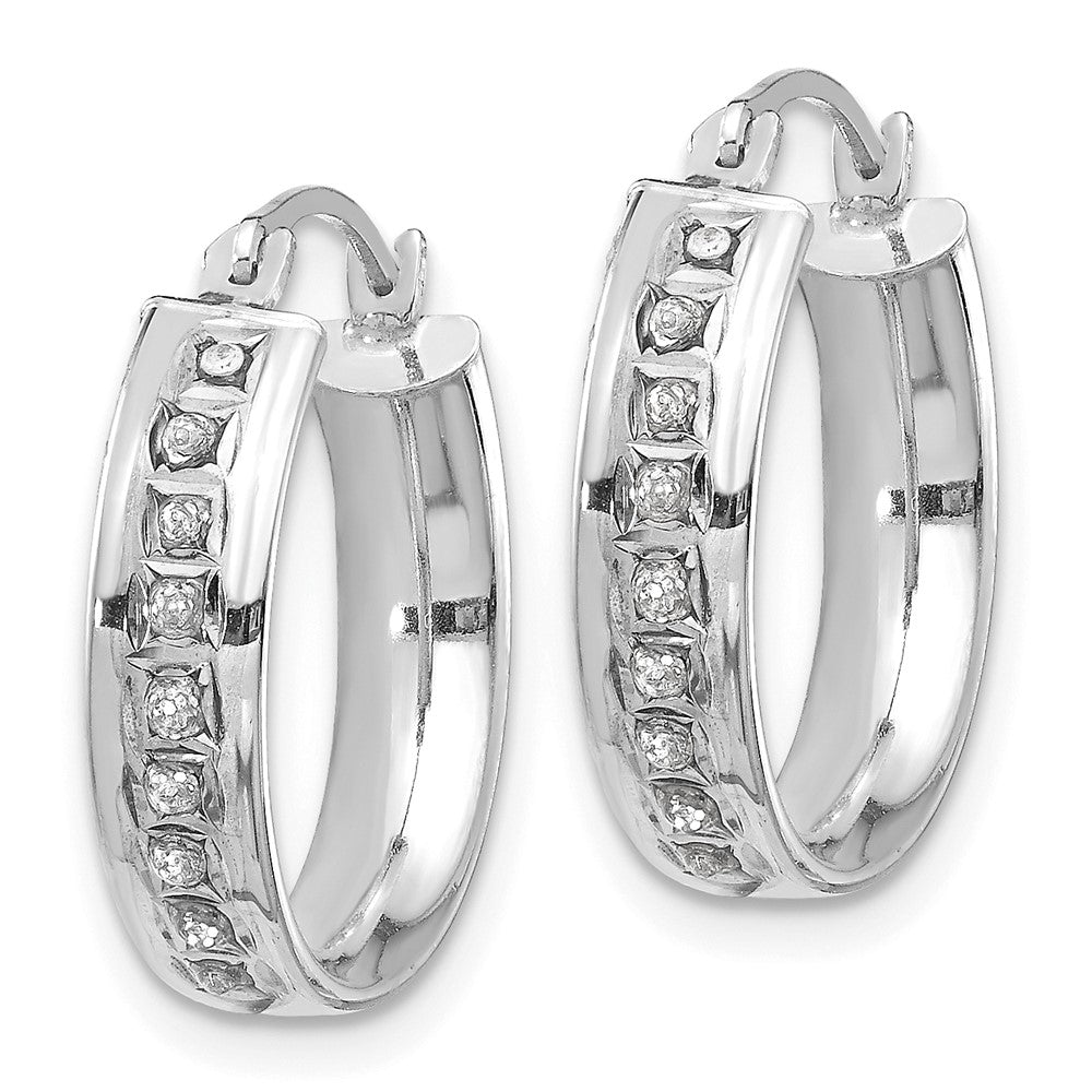 14k White Gold Diamond Fascination Round Hoop Earrings