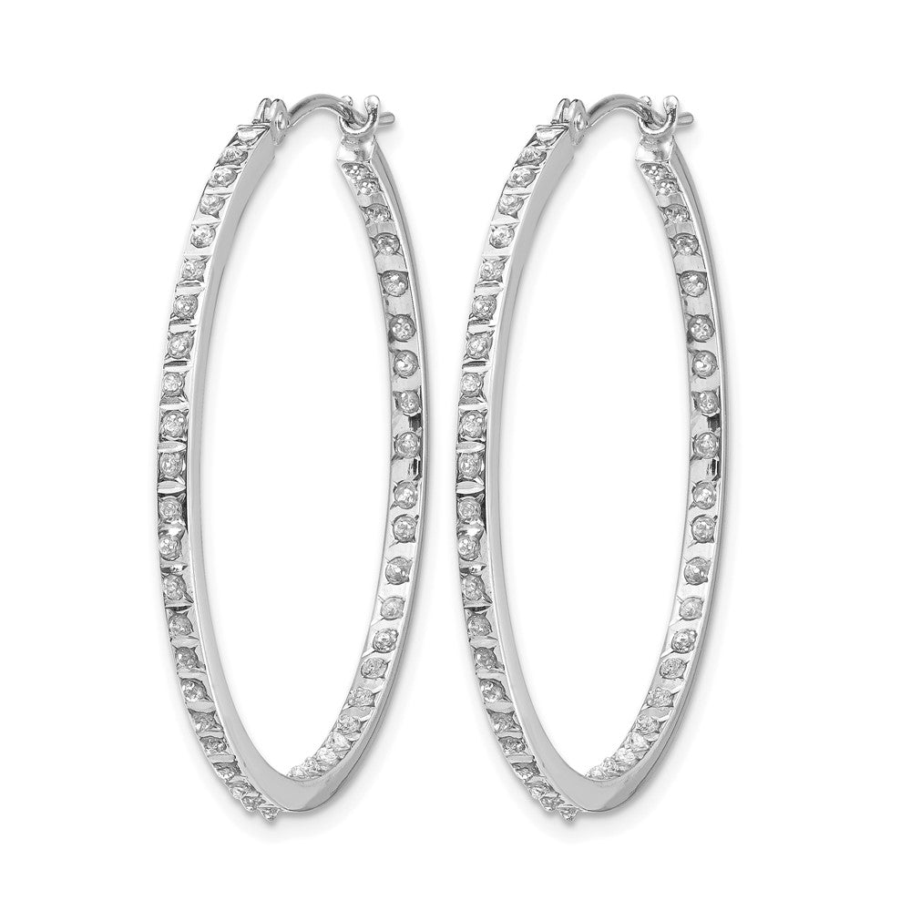 14k White Gold Diamond Fascination Diamond Dust/Accent 2x Round In/Out Hoop Earrings
