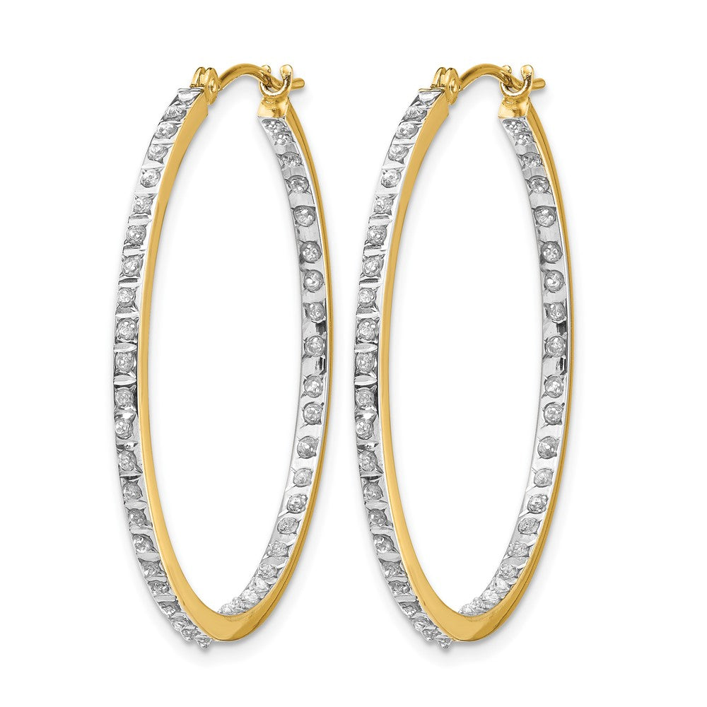 14k Diamond Fascination Diamond Dust/Accent 2x Round In/Out Hoop Earrings