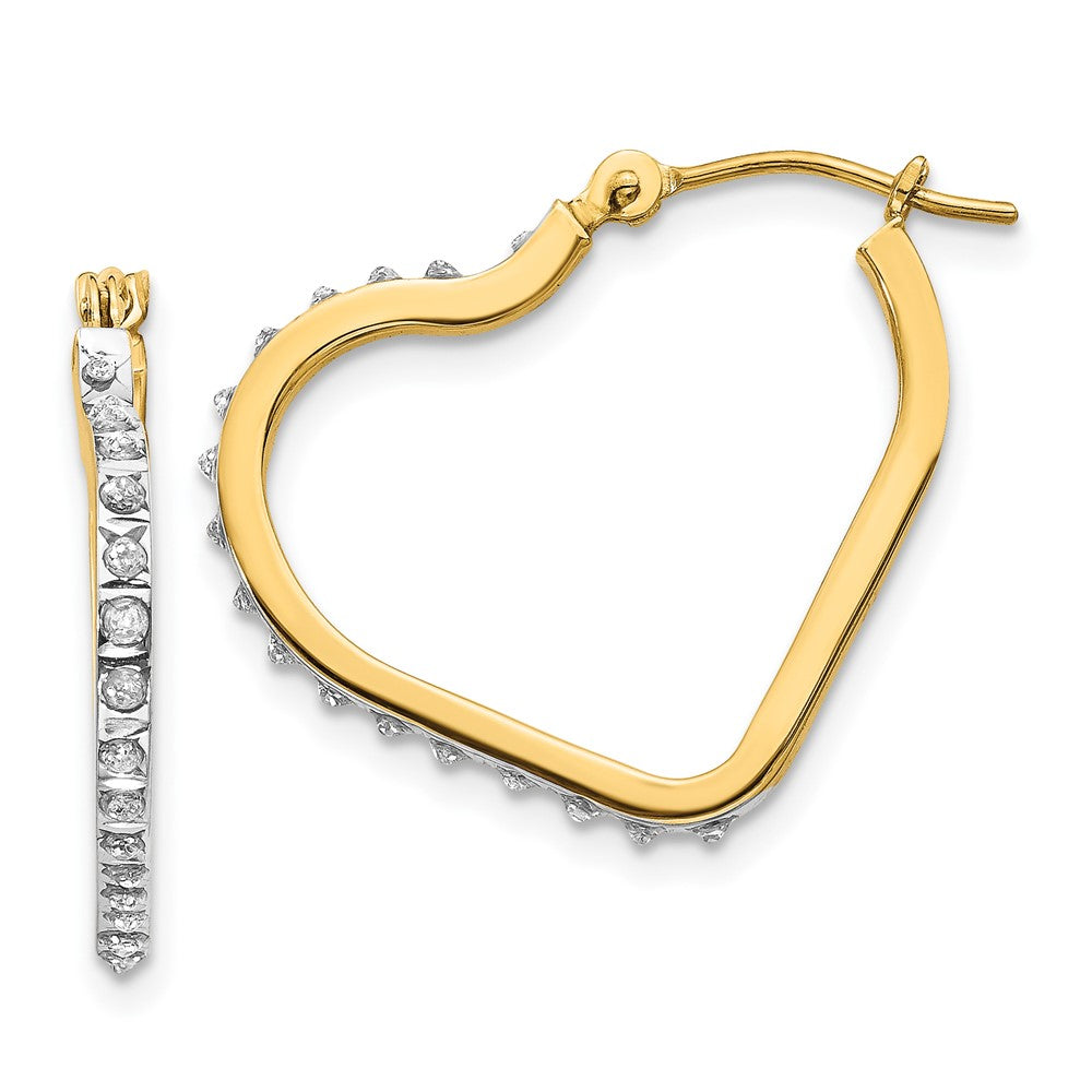 14k Diamond Fascination Heart Hoop Earrings