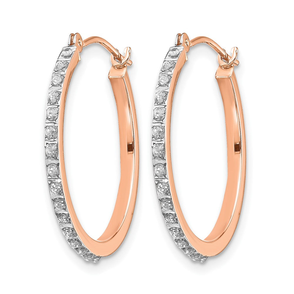 14k Rose Gold Diamond Fascination Diamond Dust/Accent 2x Round Hoop Earrings