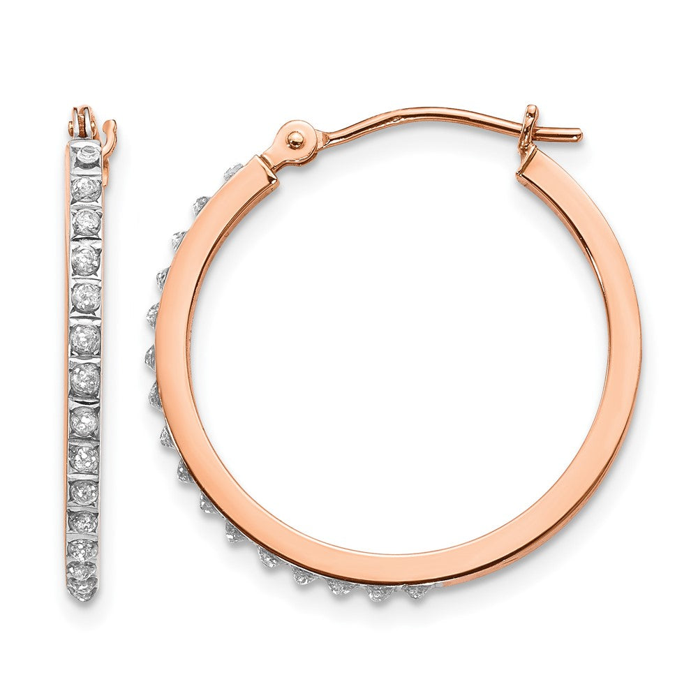 14k Rose Gold Diamond Fascination Diamond Dust/Accent 2x Round Hoop Earrings