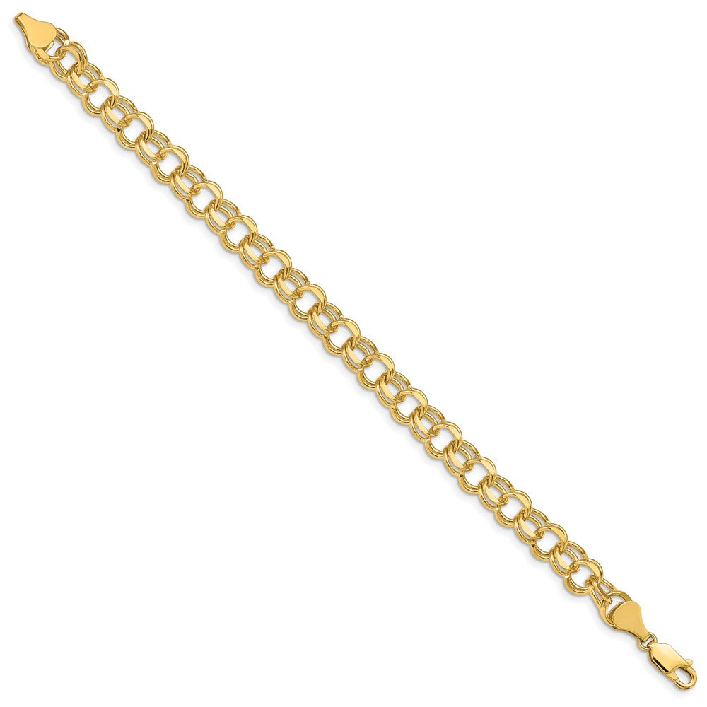 14k Solid Double Link Charm Bracelet