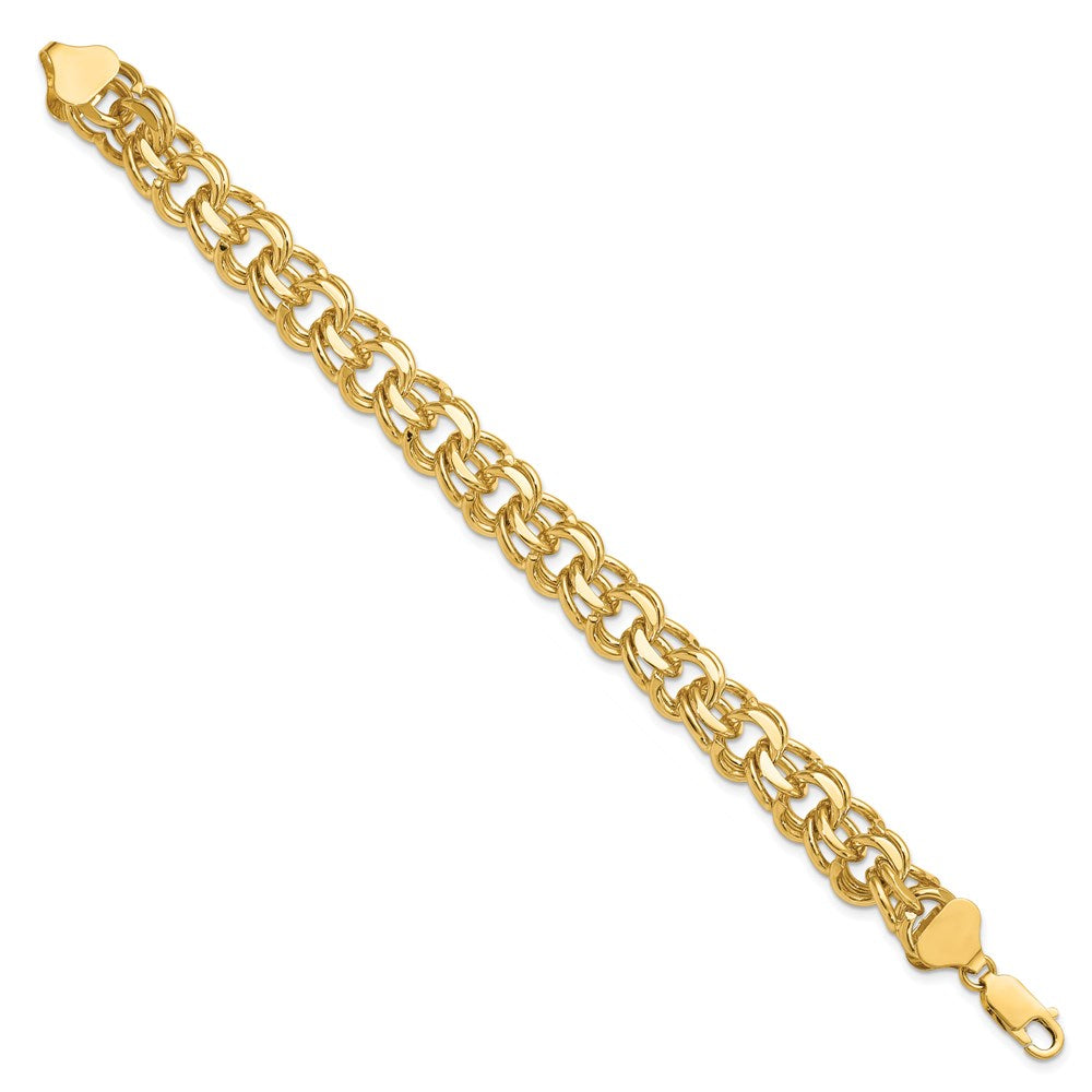14k Solid Double Link Charm Bracelet