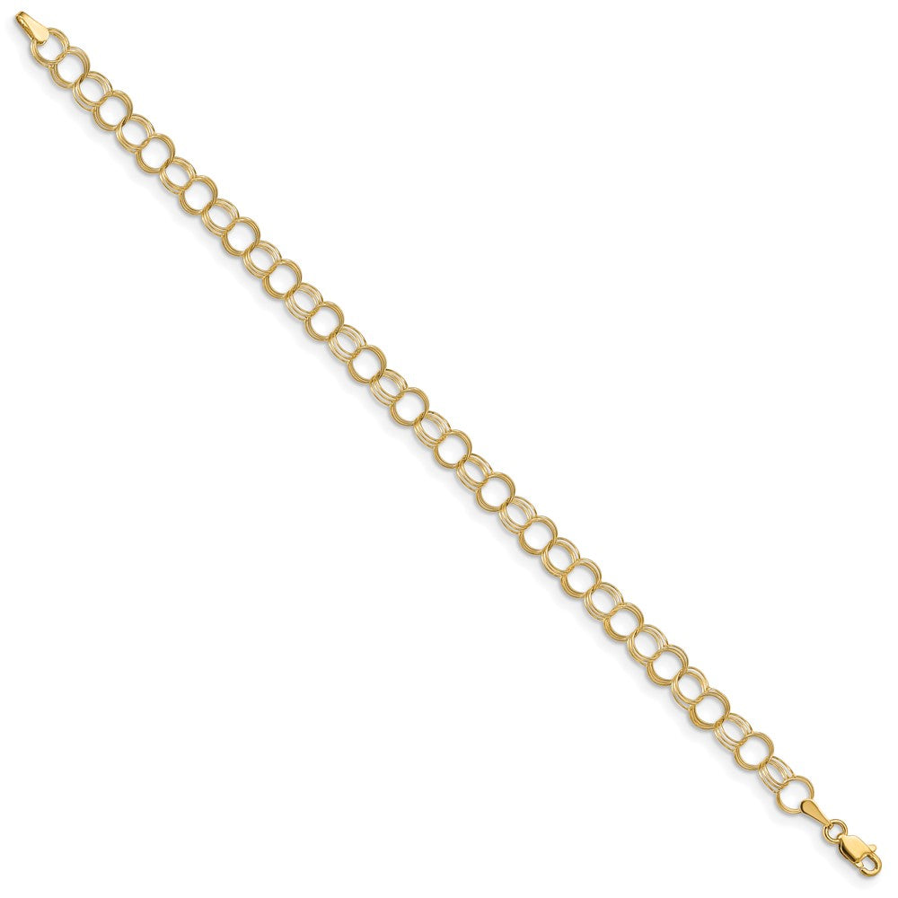 14k Solid Triple Link Charm Bracelet