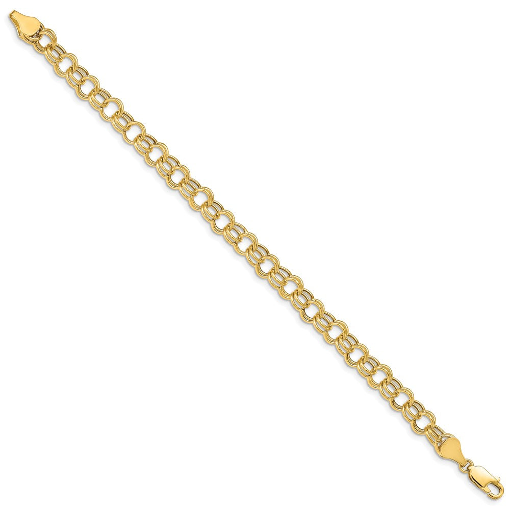 14k Hollow Double Link Charm Bracelet