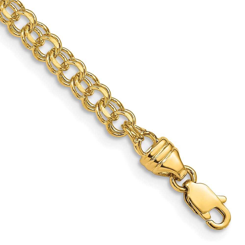 14k 7in 3.75mm Solid Double Link Charm Bracelet