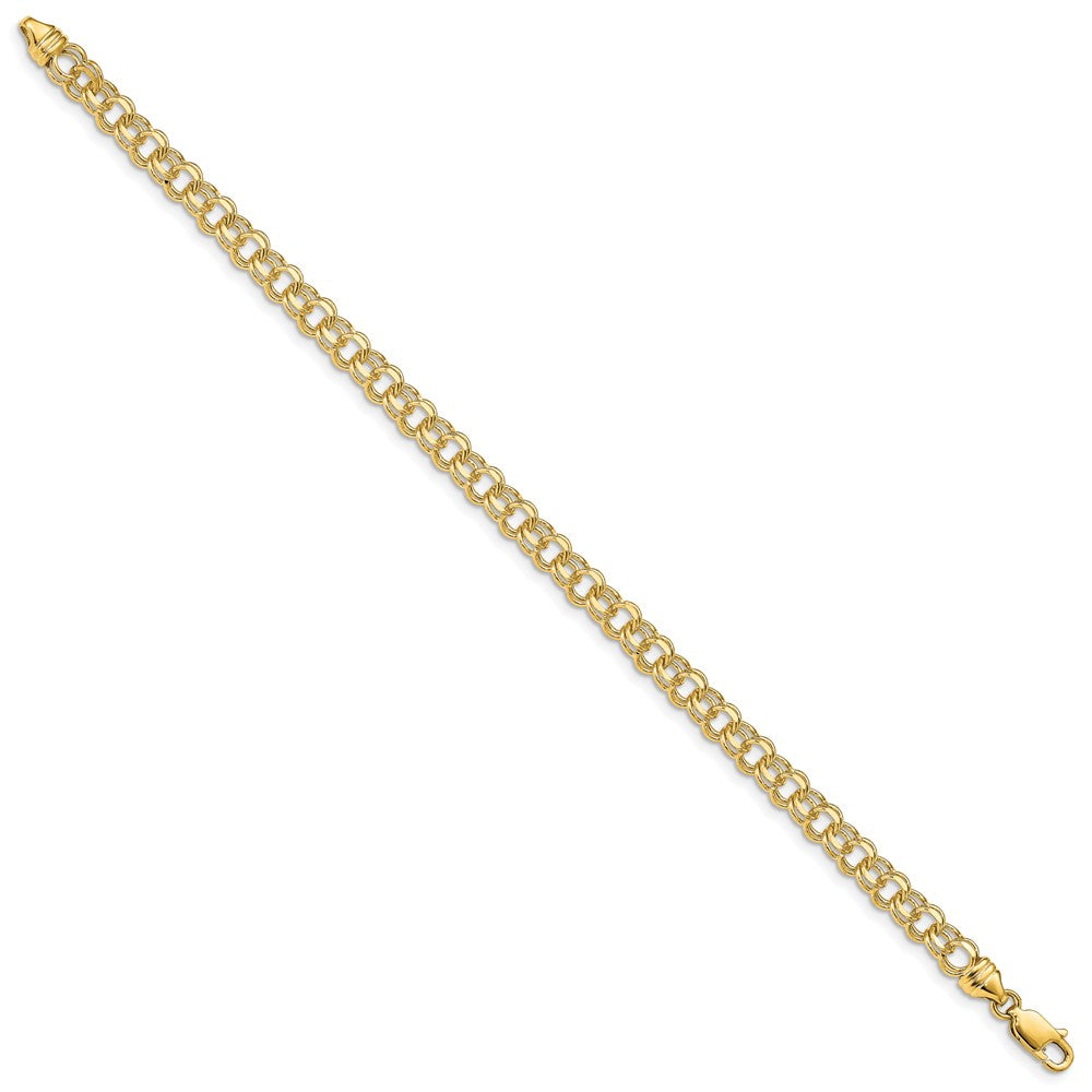 14k Diamond-cut Solid Heavy Double Link Charm Bracelet