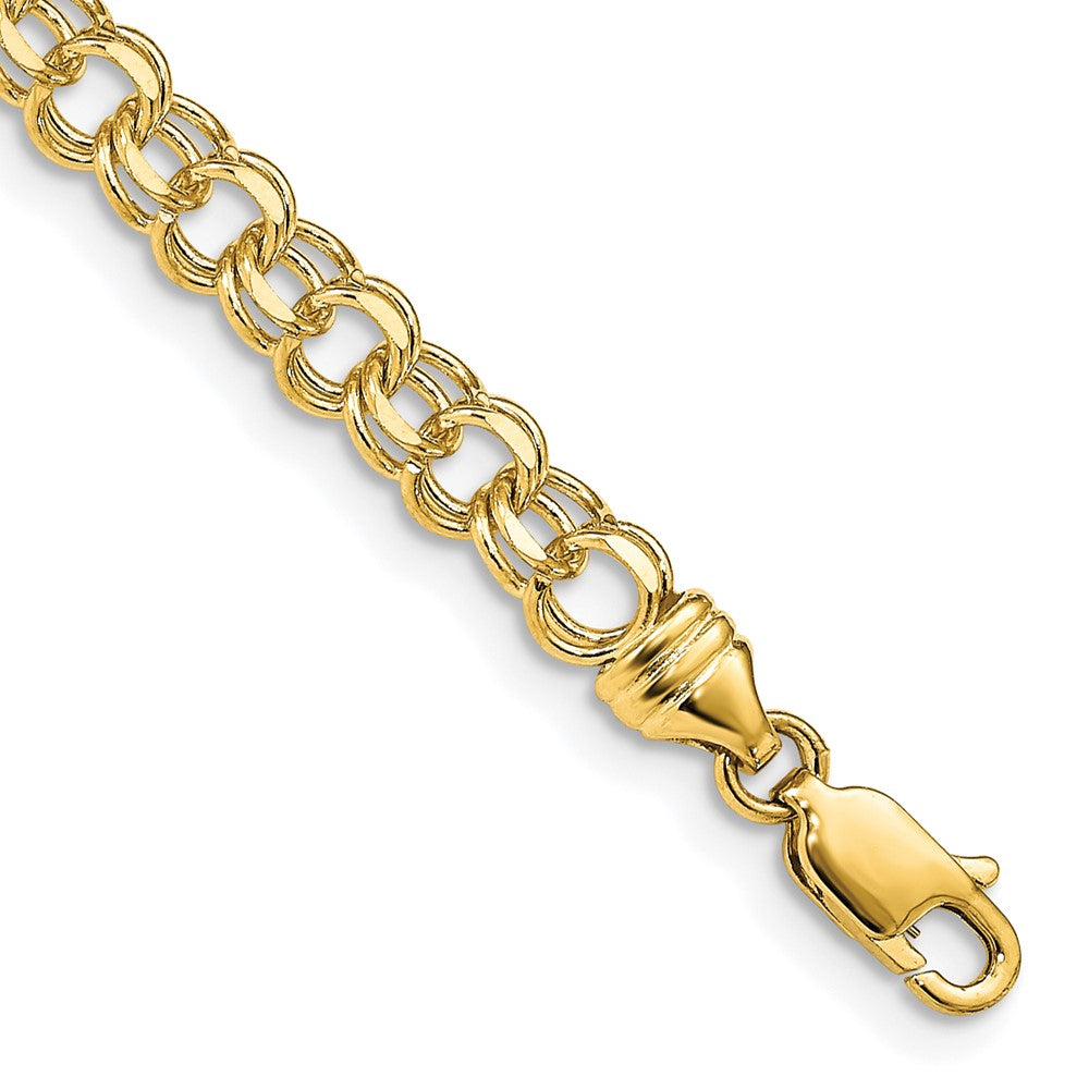 14k Diamond-cut Solid Heavy Double Link Charm Bracelet