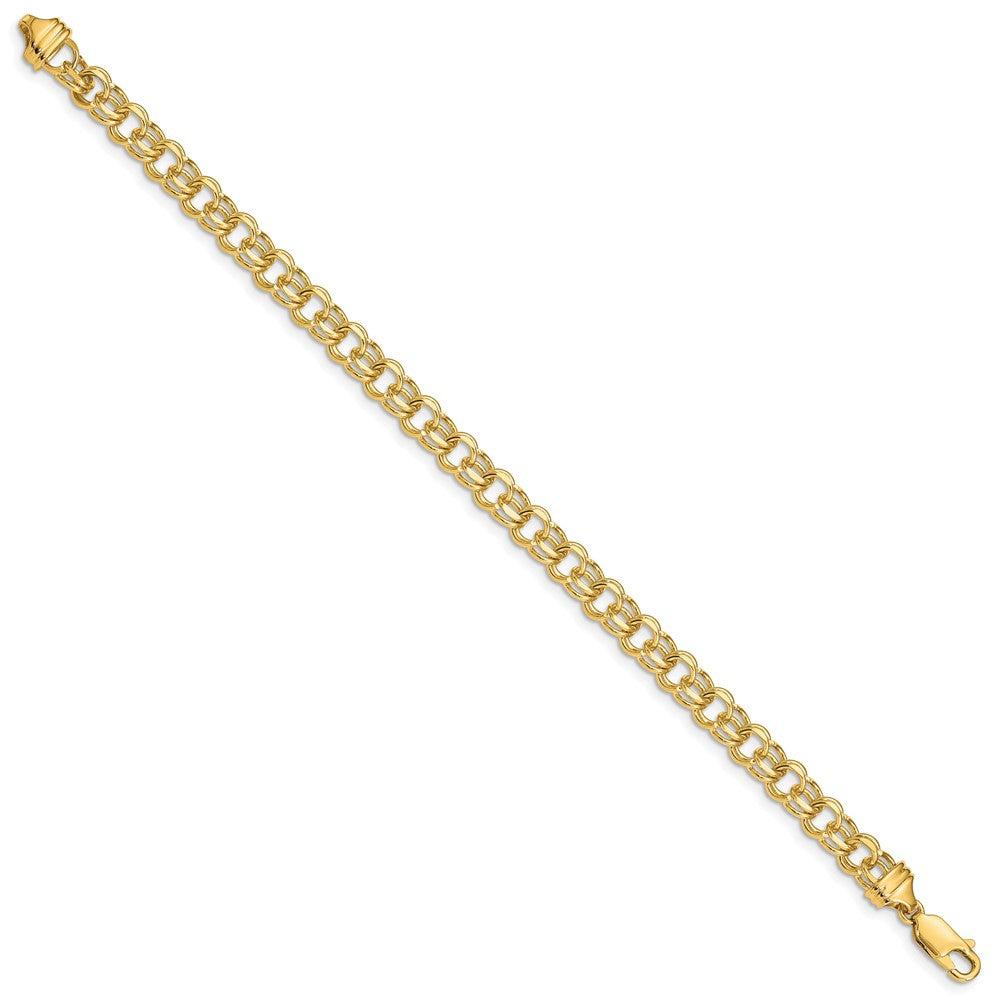 14k Diamond-cut Solid Heavy Double Link Charm Bracelet