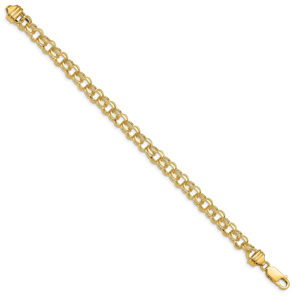 14k Diamond-cut Solid Heavy Double Link Charm Bracelet