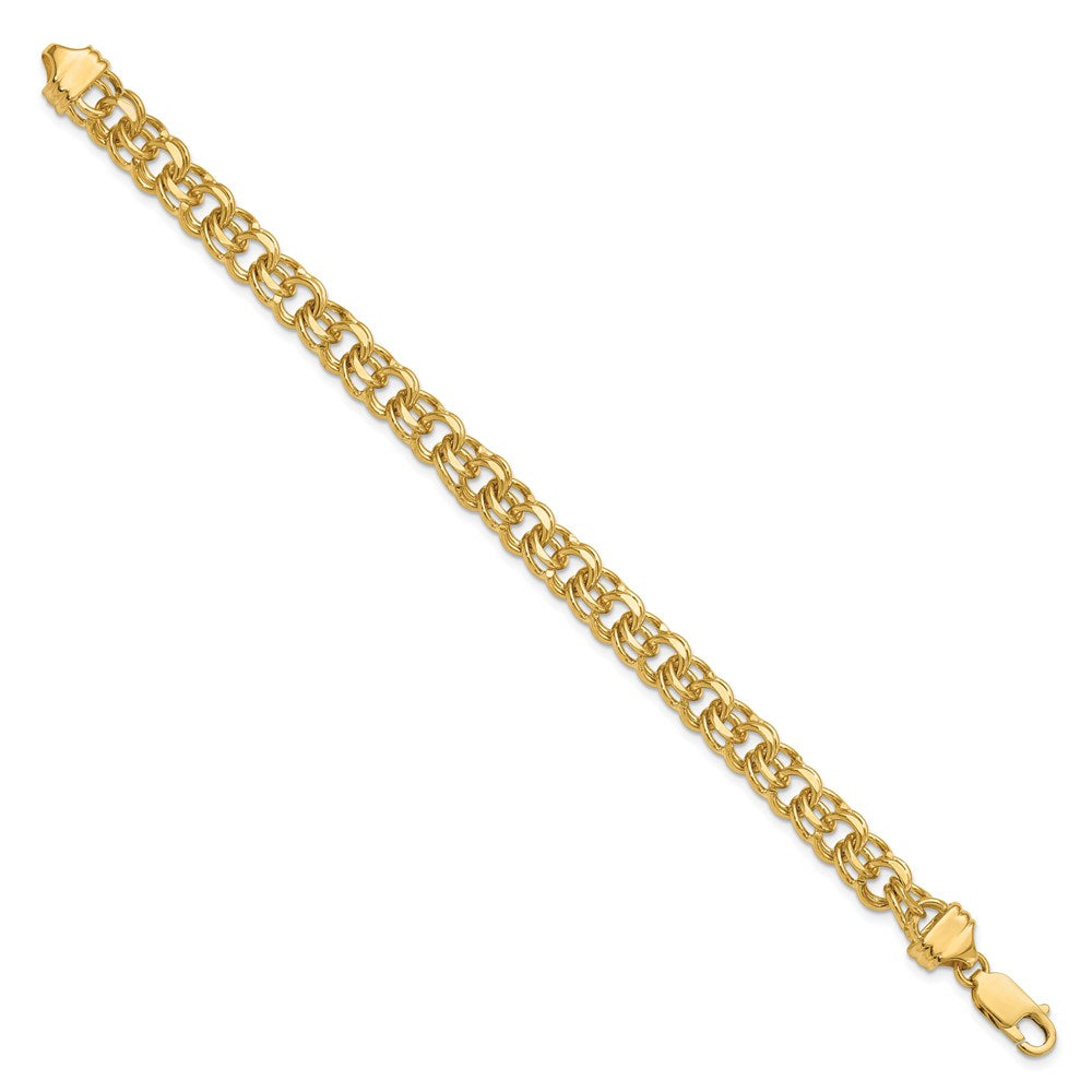 14k Diamond-cut Solid Heavy Double Link Charm Bracelet