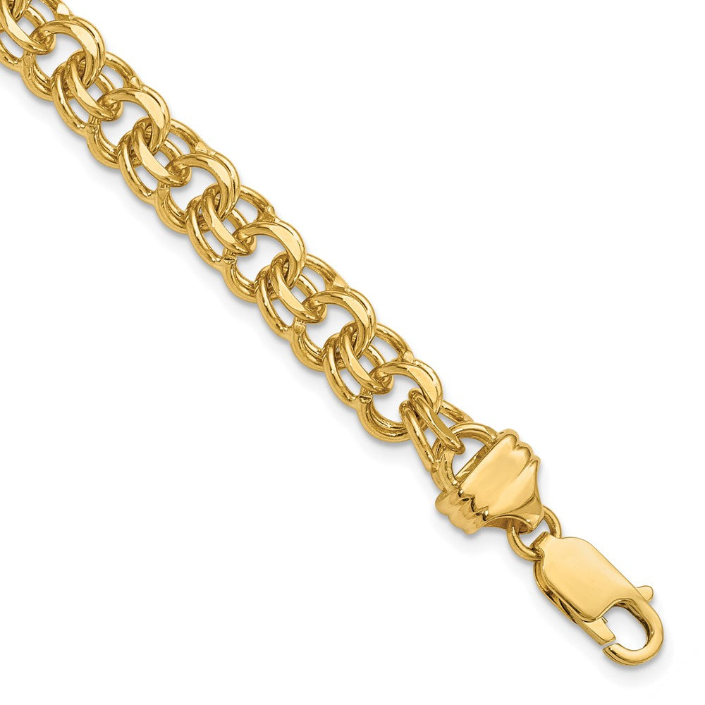 14k Diamond-cut Solid Heavy Double Link Charm Bracelet
