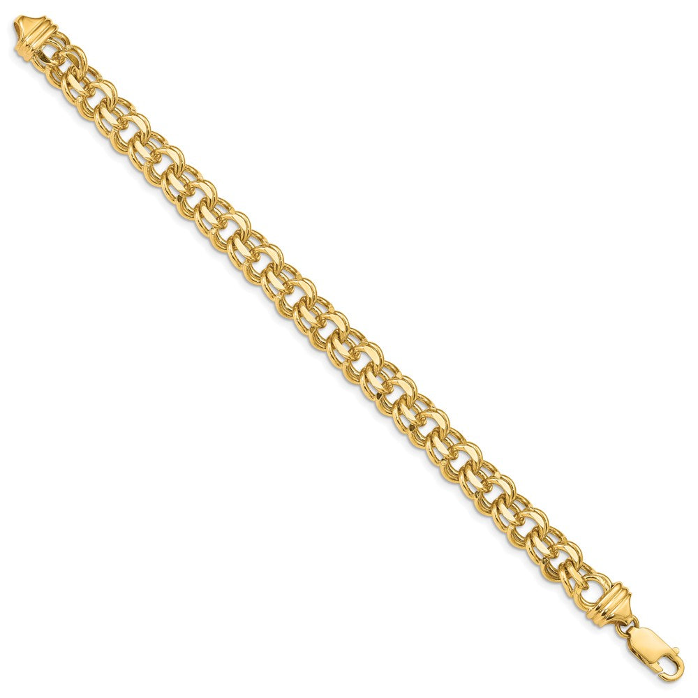 14k Diamond-cut Solid Heavy Double Link Charm Bracelet