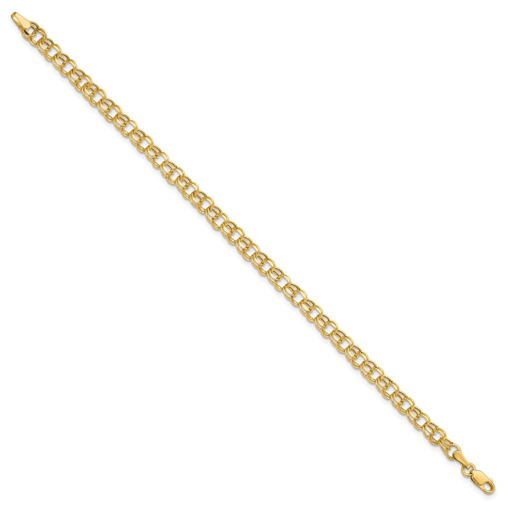 14k Hollow Diamond-cut Double Link Charm Bracelet