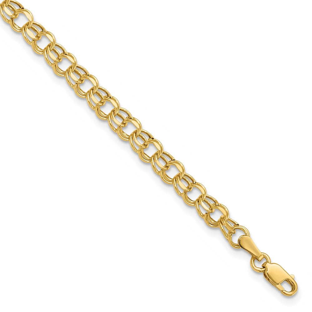 14k Hollow Diamond-cut Double Link Charm Bracelet